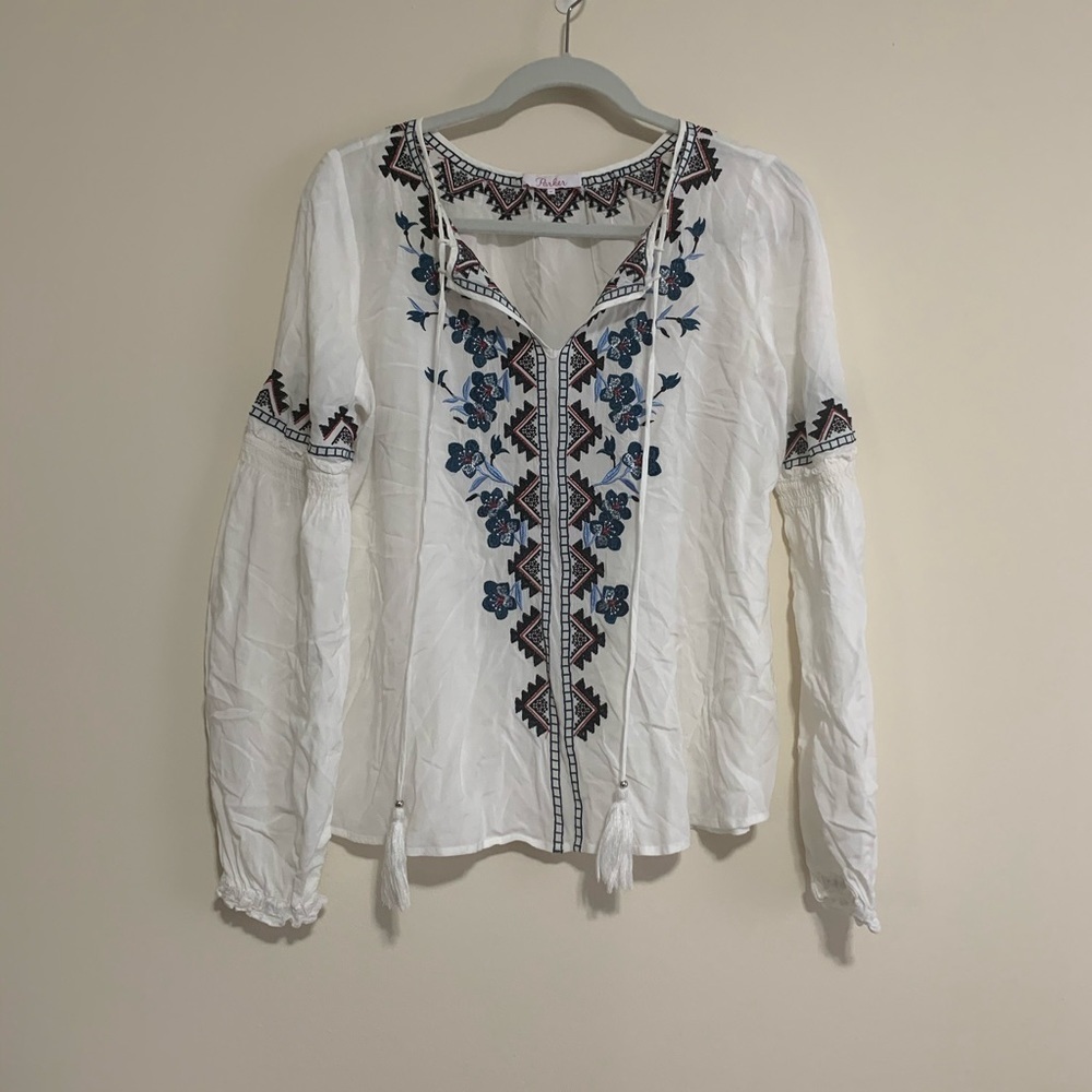 Parker white embroidered blouse